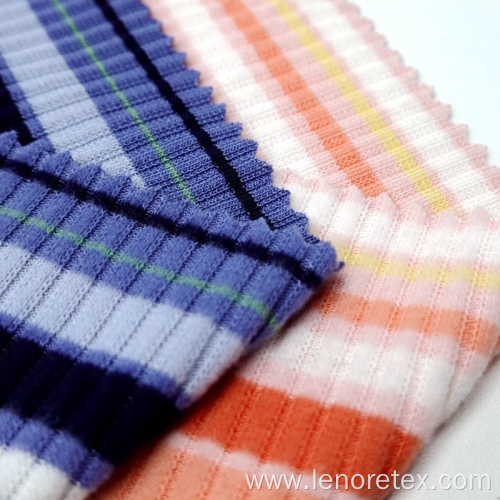 Rayon Yarn Dye Stripe Knit Brush Rib Fabric